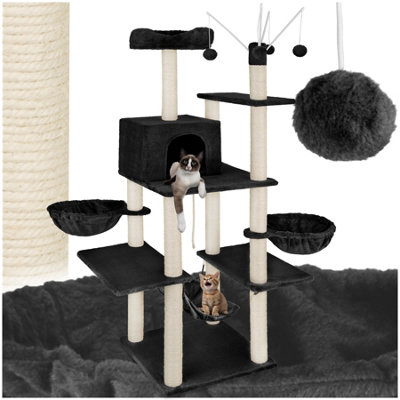 Tectake Cat Tree Lilou165 Cm TallSisal Scratching PostToys & Anti-Tip ProtectionBlack from B&Q