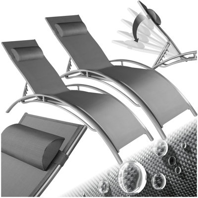 Tectake 2 2 Aluminum Garden Loungers5-TierGrey from B&Q