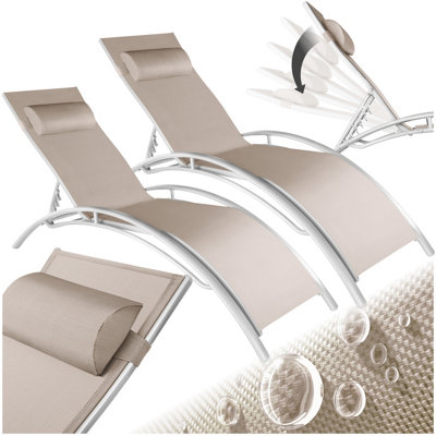 Tectake 2 2 Aluminum Garden Loungers5-TierBeige from B&Q