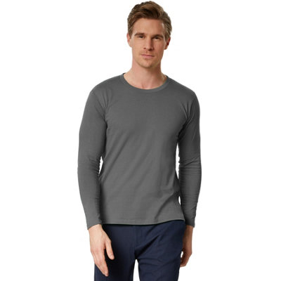 B&Q -  Long-Sleeved TopBasic Wear For Men -304049Grey Xxl