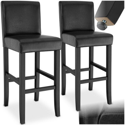 Tectake Bar Stools With A Padded Backrest And Faux Leather CoverBlackSet Of 2 from B&Q