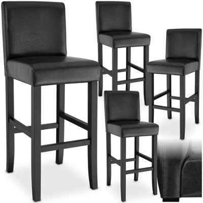 Tectake Bar Stools With A Padded Backrest And Faux Leather CoverBlackSet Of 4 from B&Q