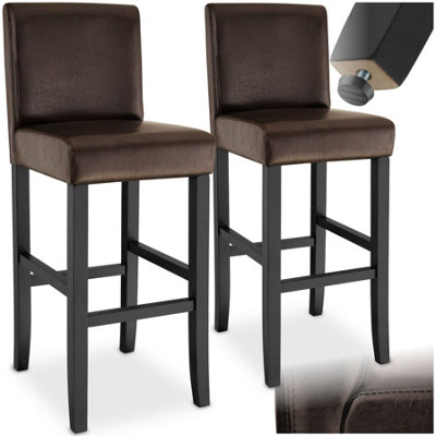 Tectake Bar Stools With A Padded Backrest And Faux Leather CoverBrownSet Of 2 from B&Q