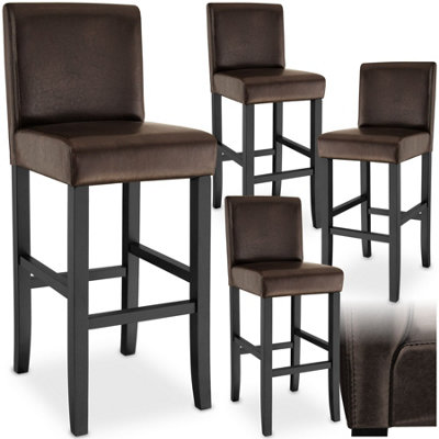 Tectake Bar Stools With A Padded Backrest And Faux Leather CoverBrownSet Of 4 from B&Q