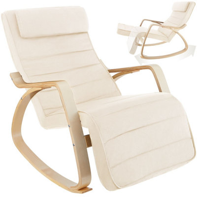 Tectake 1 Rocking Chair OndaWith ArmrestsComfortable Padding With Pillow5-Step Adjustable Footrest Beige from B&Q