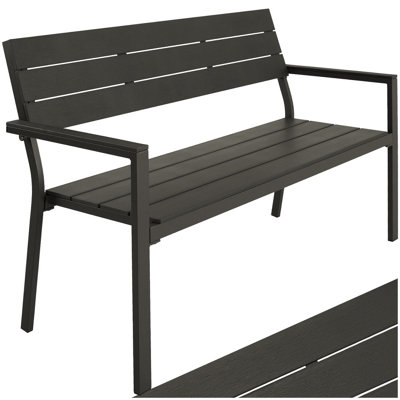Tectake Line 2-Seater Garden Bench With Aluminum Frame128X59X88 CmDark Grey from B&Q
