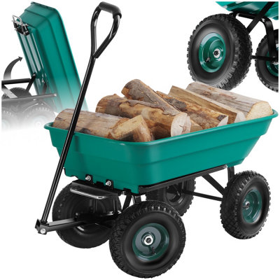 Tectake Garden TrolleyTip FunctionPadded Handle Green from B&Q