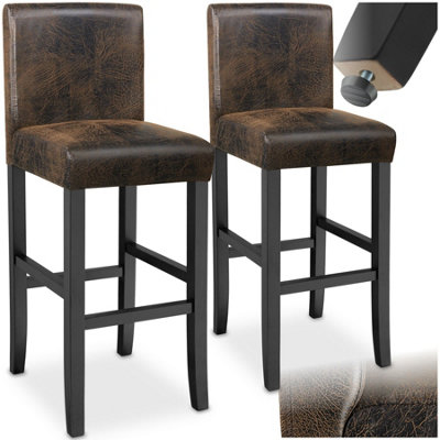 Tectake Bar Stools With A Padded Backrest And Faux Leather CoverAntique BrownSet Of 2 from B&Q
