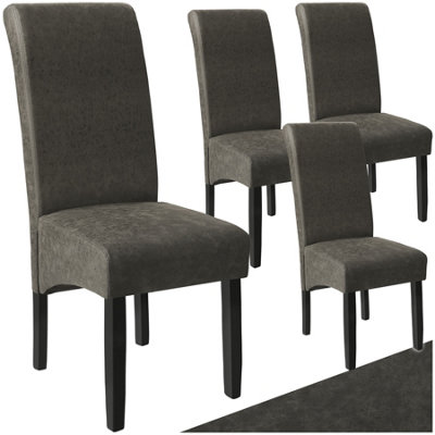 B&Q -  Set Of 4 Dining ChairErgonomic Seat ShapeHigh BackrestPaddedFaux Leather Gray Marbled