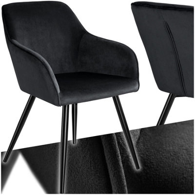 B&Q -  1 Dining Chair MarilynWith ArmrestsPaddedVelvet LookBlack Steel Legs Black