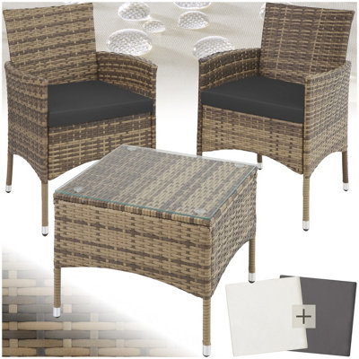 Tectake Garden Furniture Set Lucerne2 ArmchairsCoffee TableTwo Sets Of Cushion CoversNature from B&Q