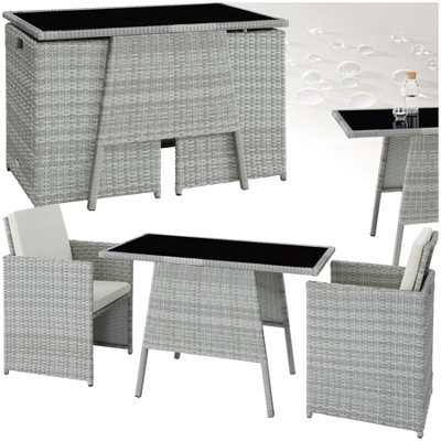 Tectake Garden Furniture Set Lausanne2 Chairs1 TableBistro SetWeather ResistantLight Grey from B&Q