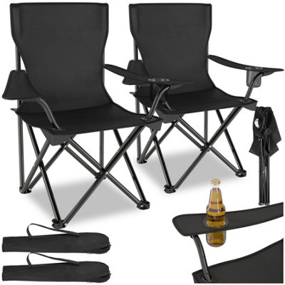 Tectake Camping Chairs GilFoldableLightweight With Cup HolderWith Carrying BagBlackSet Of 2 from B&Q