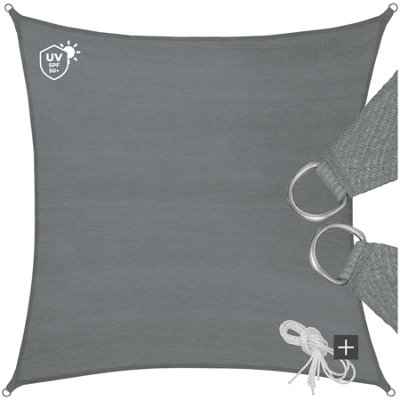 Tectake Shade SailRectangular With Uv Protection 50+Water-RepellentGrey3.6 X 3.6 MGrey from B&Q