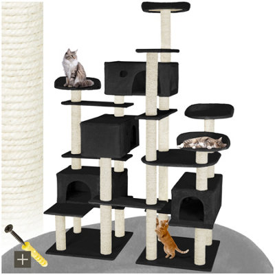 Tectake Cat Tree Entissar214 Cm TallSisal Scratching PostsAnti-Tip ProtectionBlack from B&Q