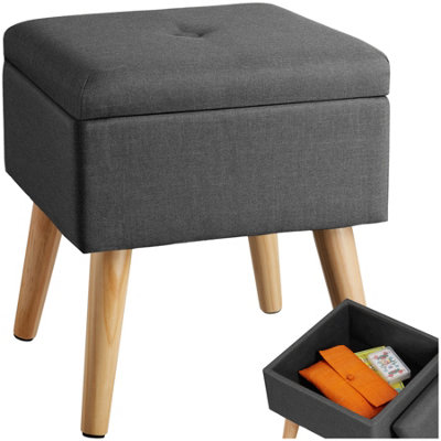 B&Q -  Stool ElvaPaddedLinen Look With Storage SpaceDark Grey1
