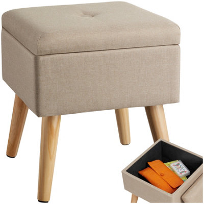 B&Q -  Stool ElvaPaddedLinen Look With Storage SpaceSand1