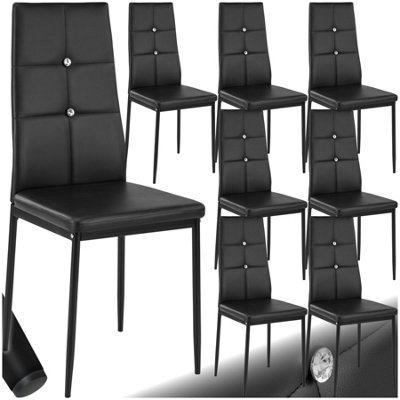 B&Q -  Set Of 8 Dining Chair SetHigh BackrestSlim Steel Legs & Rhinestone Highlights Black