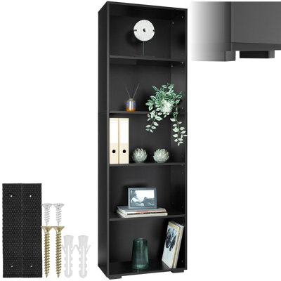 Tectake Bookshelf LexiBookcase With 5 Shelves Black from B&Q