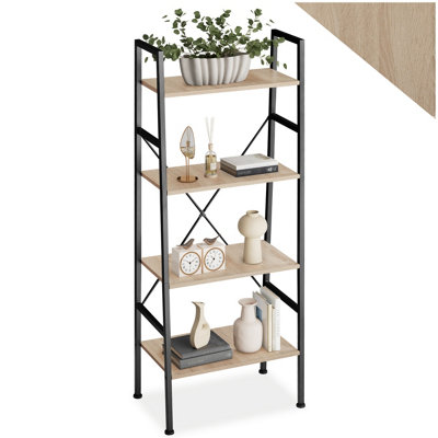 Tectake Ladder Shelf NewcastleIndustrial StyleWith 4 Shelves 57.5 X 35.5 X 139 CmIndustrial Wood LightOak Sonoma from B&Q