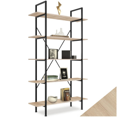 Tectake Ladder Shelf Glasgow5 Slim Shelves Industrial Wood LightOak Sonoma from B&Q