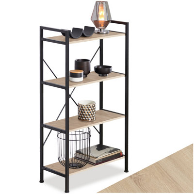 Tectake Bookcase Leeds 4 Shelves Industrial Wood LightOak Sonoma from B&Q