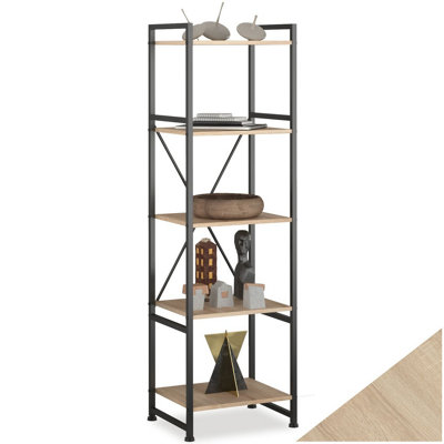 Tectake Bookcase Manchester5 Shelves Industrial Wood LightOak Sonoma from B&Q