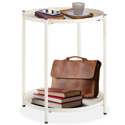 Tectake Bedside Table OxfordRound With Removable Shelves45.5 X 45.5 X 53 CmCream from B&Q