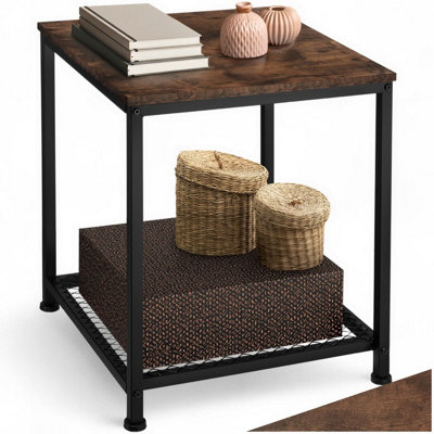 Tectake Bedside Table DerbyIndustrial StyleWith Grid Shelf45.5 X 45.5 X 55.5 CmIndustrial Wood DarkRustic from B&Q