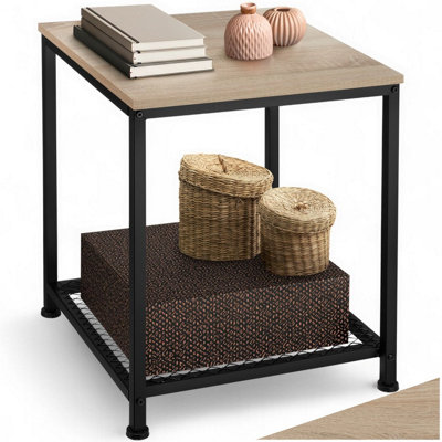 Tectake Bedside Table DerbyIndustrial StyleWith Grid Shelf45.5 X 45.5 X 55.5 CmIndustrial Wood LightOak Sonoma from B&Q