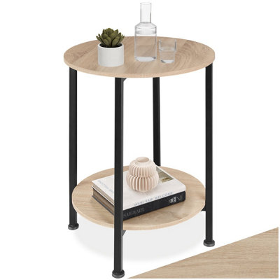 Tectake Bedside Table Ballina -Industrial StyleRound With 2 Shelves45 X 64 CmIndustrial Wood LightOak Sonoma from B&Q