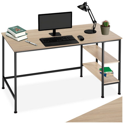 Tectake Desk DonegalSide Shelf With 2 Storage Compartments 60 CmIndustrial Wood LightOak Sonoma from B&Q
