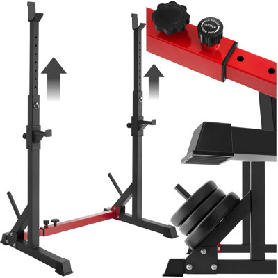 Tectake Squat Rack ApolloHeight And Width AdjustableWith Weight HoldersBlack from B&Q