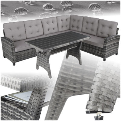 Tectake Garden Furniture Set CataniaFor 6 PeopleWeather-ResistantThick Cushions Grey from B&Q
