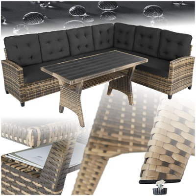 Tectake Garden Furniture Set CataniaFor 6 PeopleWeather-ResistantThick Cushions Nature from B&Q