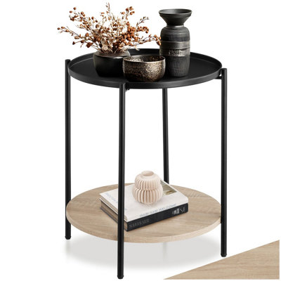 B&Q -  Bedside Table SunderlandIndustrial StyleRound With 2 Shelves45.5 X 54.5 CmIndustrial Wood LightOak Sonoma
