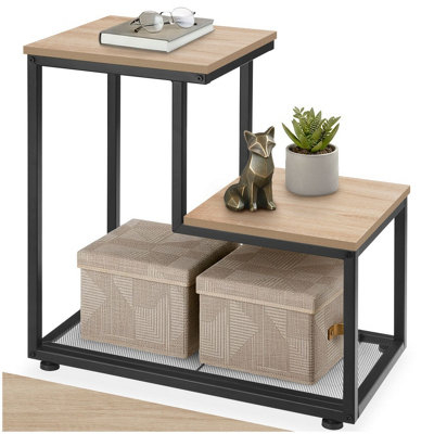 Tectake Bedside Table HalifaxIndustrial StyleWith 2 ShelvesGrid Shelf60.5 X 35.5 X 60.5 CmIndustrial Wood LightOak Sonoma from B&Q