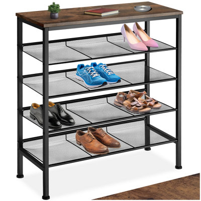 B&Q -  Shoe Rack BournemouthSurface Shelf And 4 Grid ShelvesIndustrial StyleIndustrial Wood DarkRustic