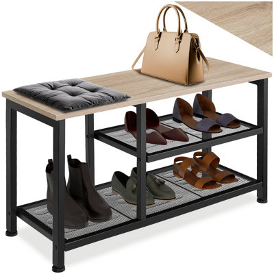 B&Q -  Shoe Rack TauntonSurface Shelf And 2 Grid ShelvesIndustrial StyleIndustrial Wood LightOak Sonoma