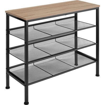 B&Q -  Shoe Rack WolverhamptonSurface Shelf And 3 Grid ShelvesIndustrial StyleIndustrial Wood LightOak Sonoma