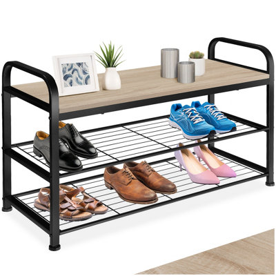 B&Q -  Shoe Rack SouthamptonSurface Shelf And 2 Grid ShelvesIndustrial StyleIndustrial Wood LightOak Sonoma