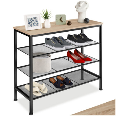 B&Q -  Shoe Rack NewportSurface Shelf And 3 Grid ShelvesIndustrial StyleIndustrial Wood LightOak Sonoma