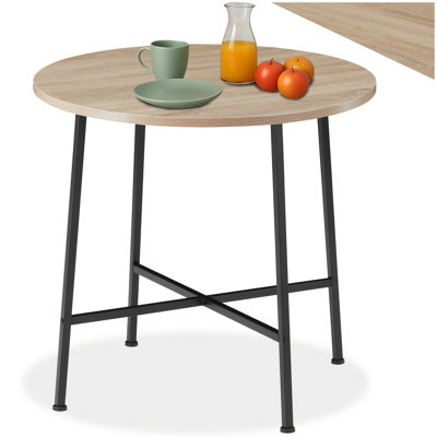 Tectake Dining Table Ennis - Round With Height-Adjustable Plastic Feet - Industrial Wood Oak Sonoma Light