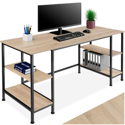 Tectake Desk Stoke2 Side Shelves With 2 Storage Compartments Each 55 CmIndustrial Wood LightOak Sonoma from B&Q