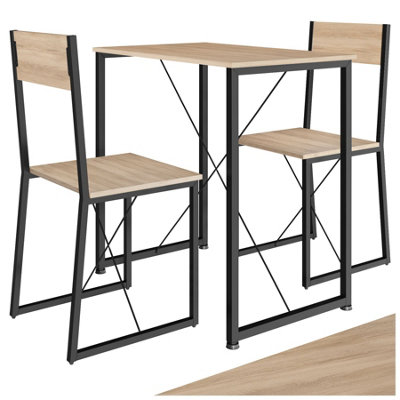 Tectake Dining Table And Chairs Margate - 3-Piece Set - Industrial Wood Oak Sonoma Light