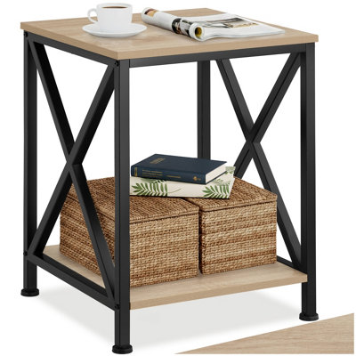 Tectake Bedside Table CarltonIndustrial StyleWith 2 Shelves40.5 X 40.5 X 52.5 CmIndustrial Wood LightOak Sonoma from B&Q
