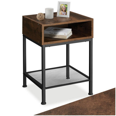 Tectake Bedside Table Harlow  Industrial Wood DarkRustic from B&Q