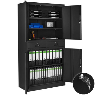Tectake Filing Cabinet Cosmo2 Drawers5 Adjustable Shelves180 X 80 X 40 Cm1Black/black from B&Q
