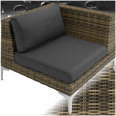 Tectake Rattan Garden Furniture Villanova - Left Corner Chair, Thick Seat Cushion, 89 X 89 X 72 Cm - Mottled Anthracite