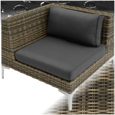 Tectake Rattan Garden Furniture Villanova - Right Corner Chair, Thick Seat Cushion, 89 X 89 X 72 Cm - Mottled Anthracite